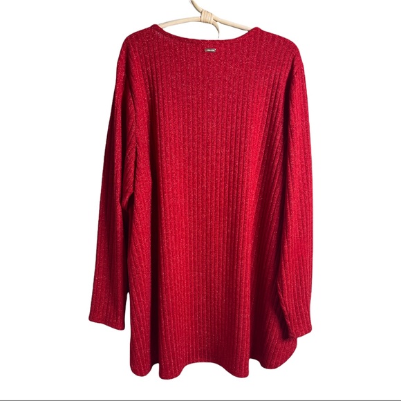 Calvin Klein Shimmer Red Scoop Neck Tunic Sweater  Size 2X W0XHL848 - Picture 4 of 14